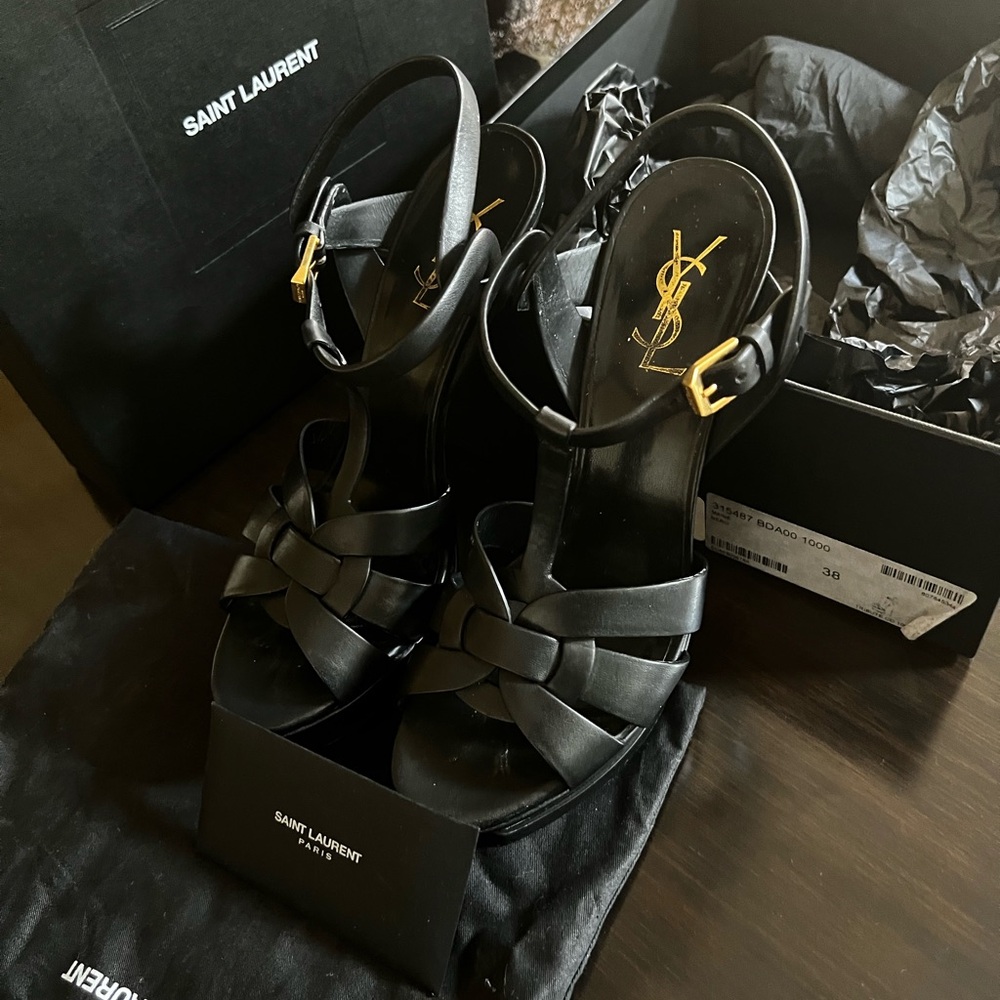 Saint Laurent - Tribute Leather 105mm Platform Sandals